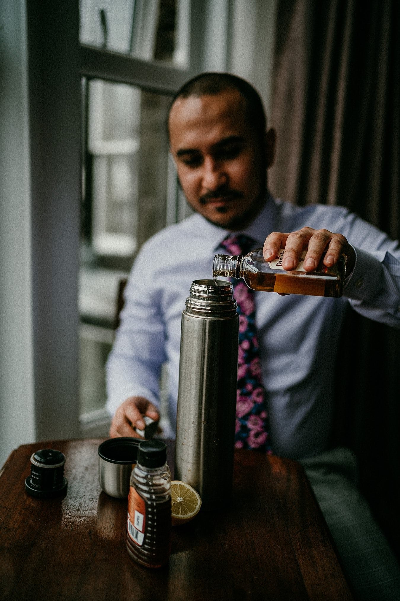 Whiskey in a hot toddy for a winter elopement