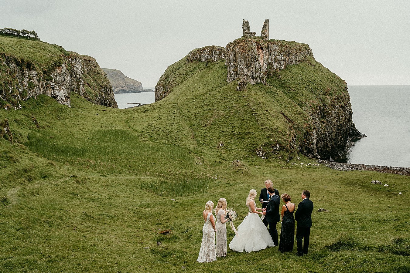 A small wedding ceremony in Ireland on the Causeway Coast in Northern Ireland. 
